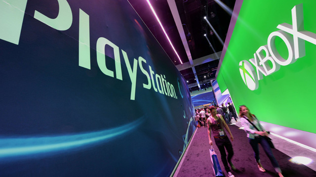 XBox and Playstation signs at Electronic Entertainment Expo