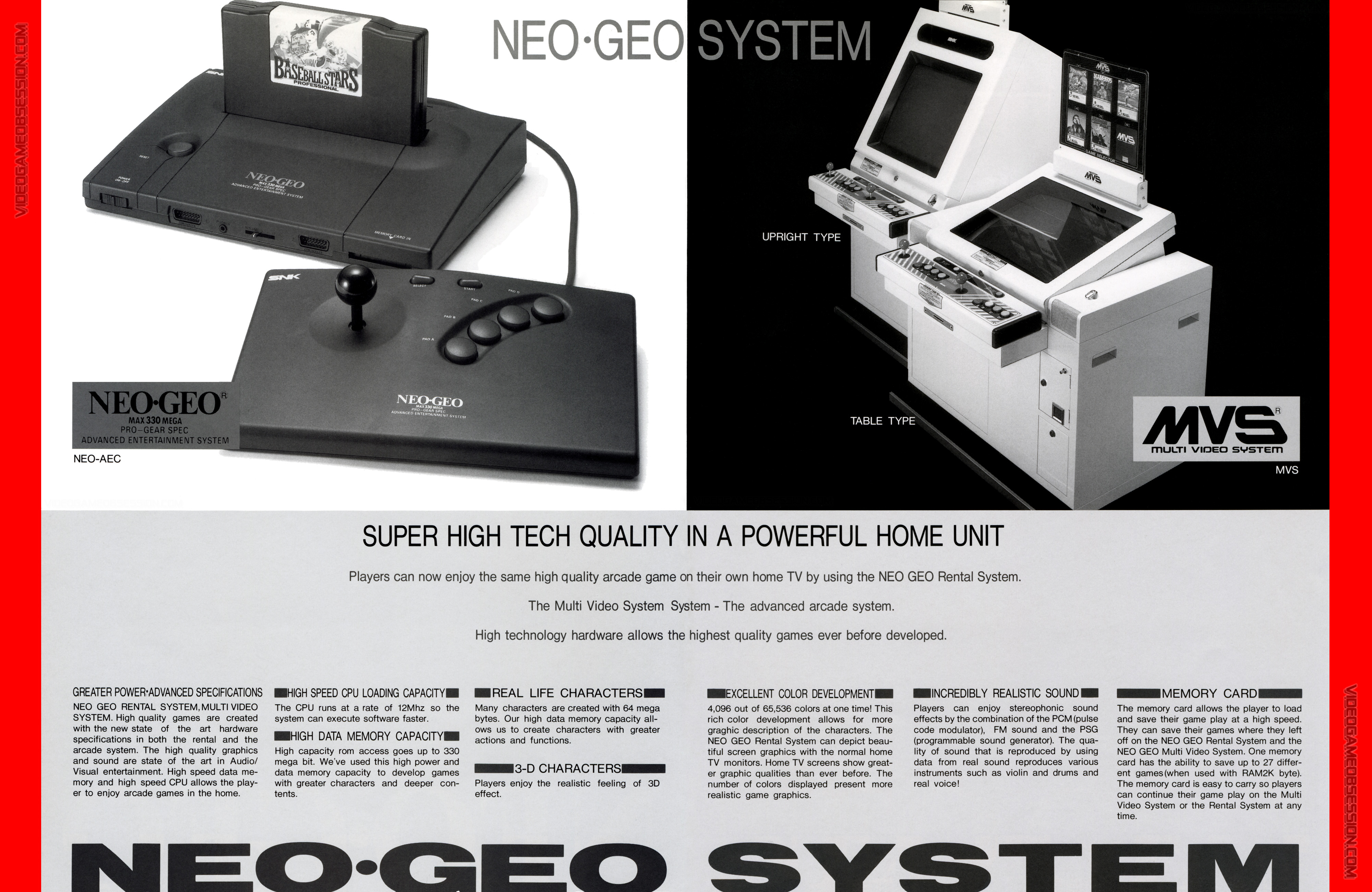 Neo Geo System retall de premsa AES MVS